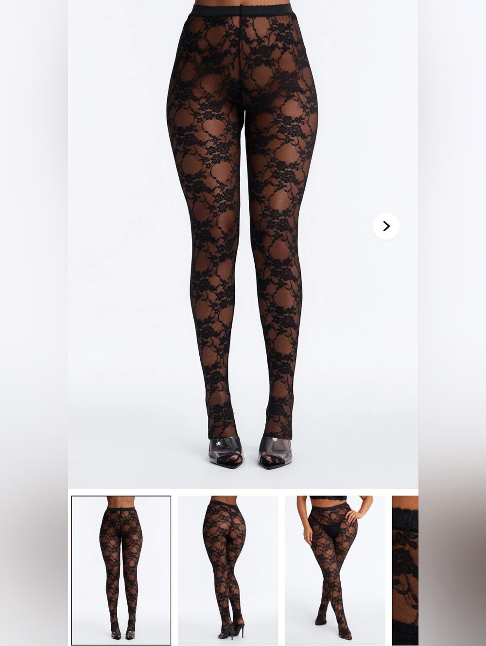 Fashion Nova Lace Me Around High Waisted Floral Lace Tights - Black